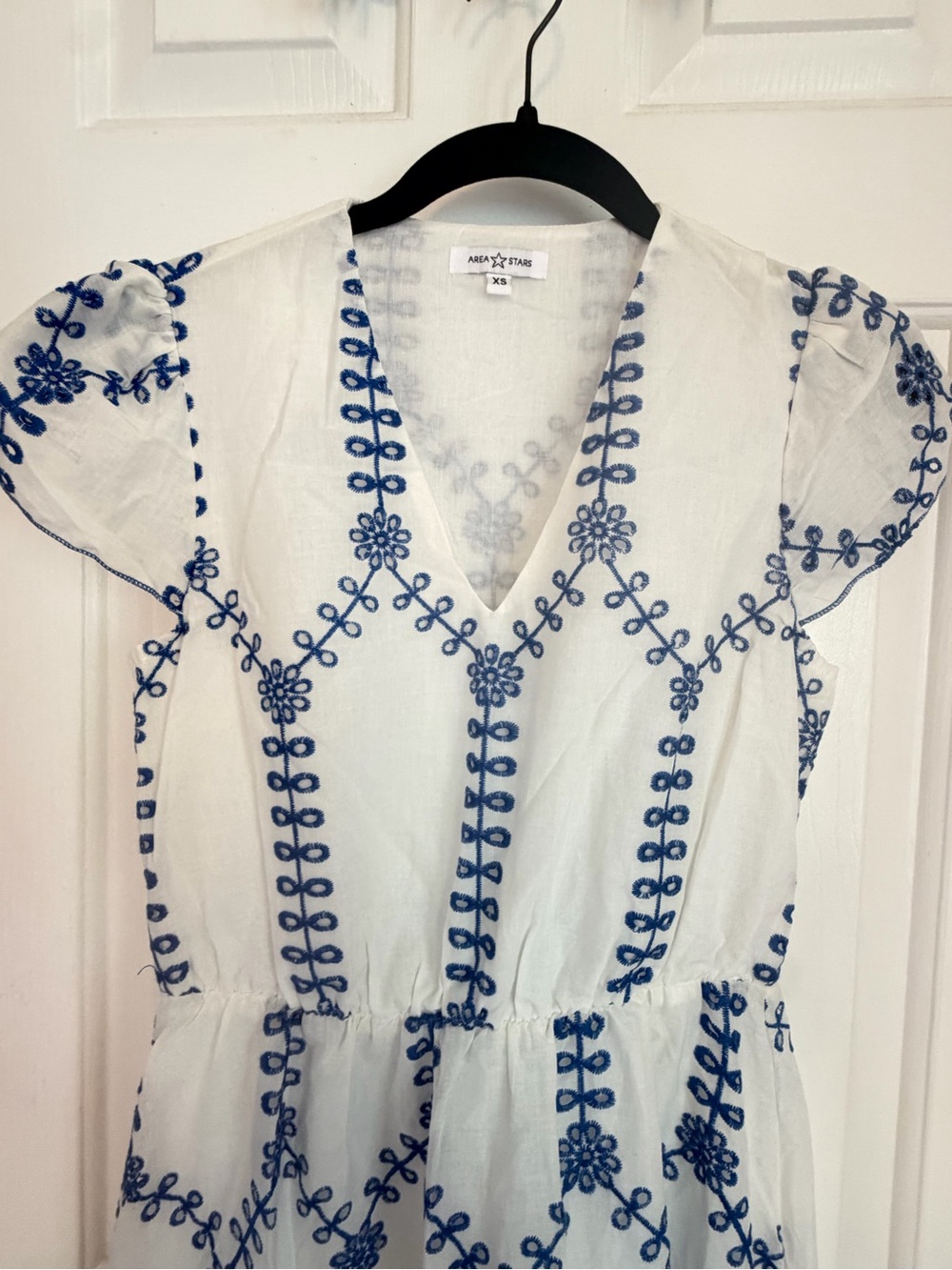 Area Stars White & Blue Embroidered Midi Dress – Women’s XS - Picture 4 of 9